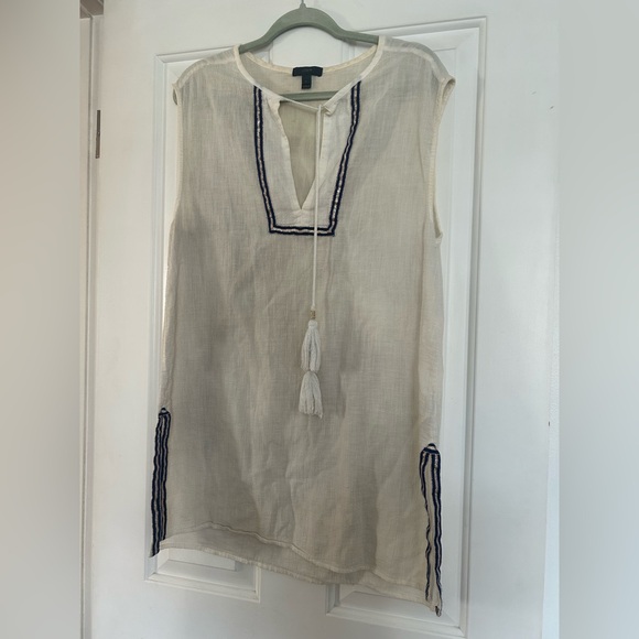 J Crew White Sleeveless Tassel Beach Tunic - Picture 3 of 8